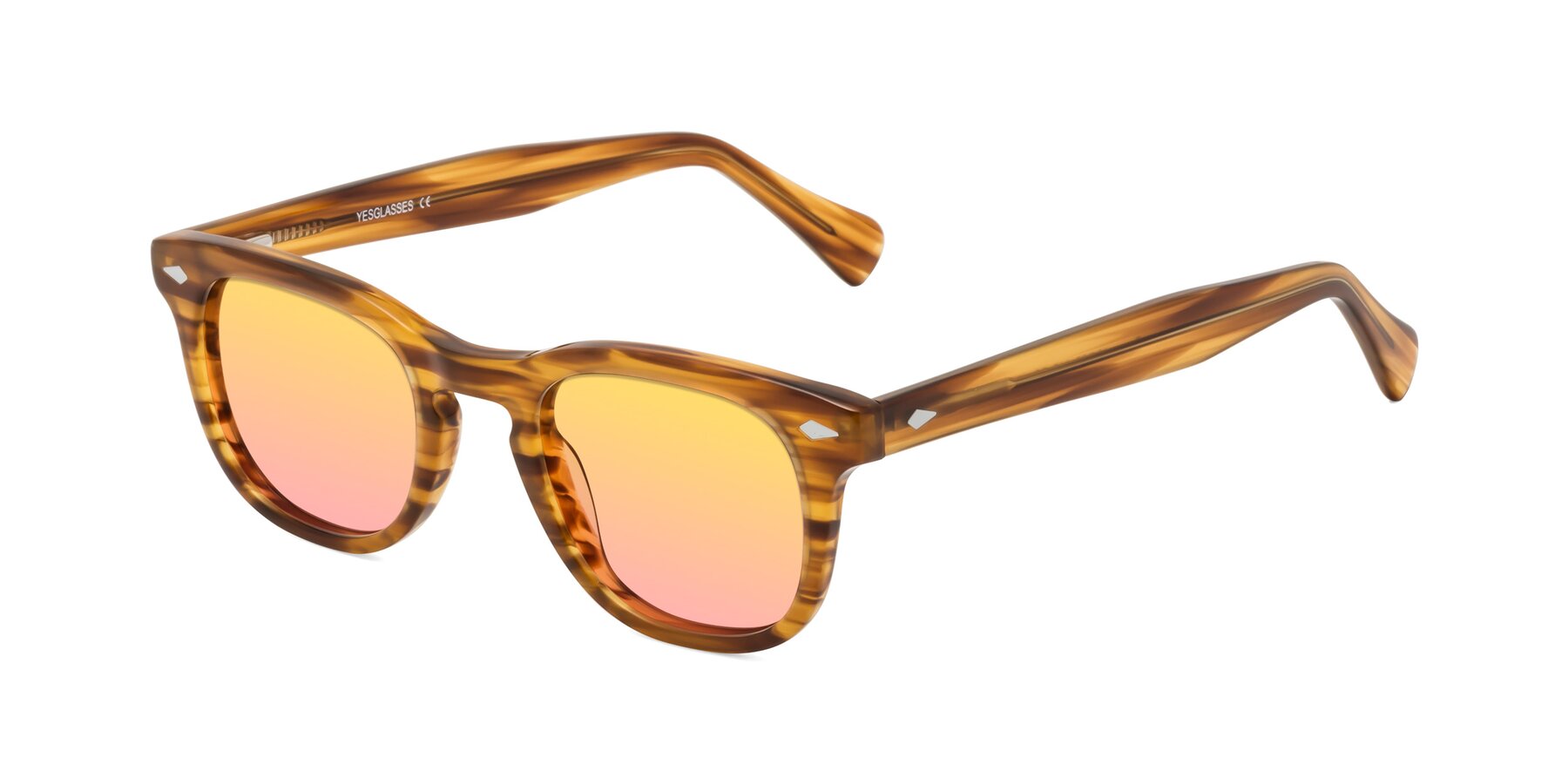 Angle of Tanna in Amber Striped with Yellow / Pink Gradient Lenses