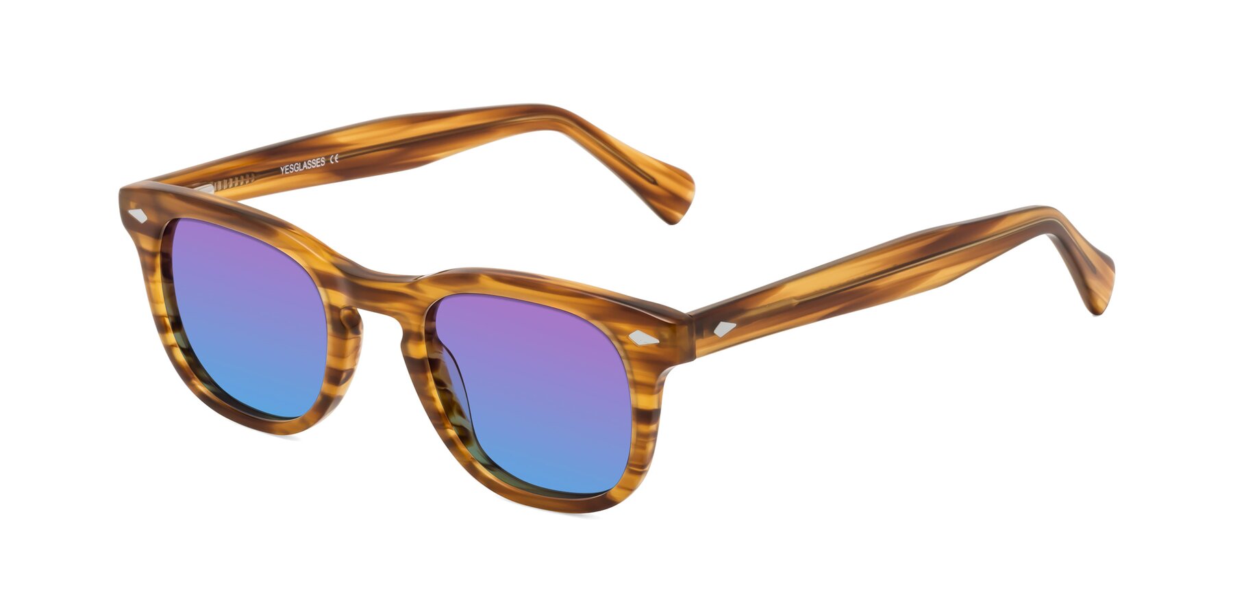 Angle of Tanna in Amber Striped with Purple / Blue Gradient Lenses