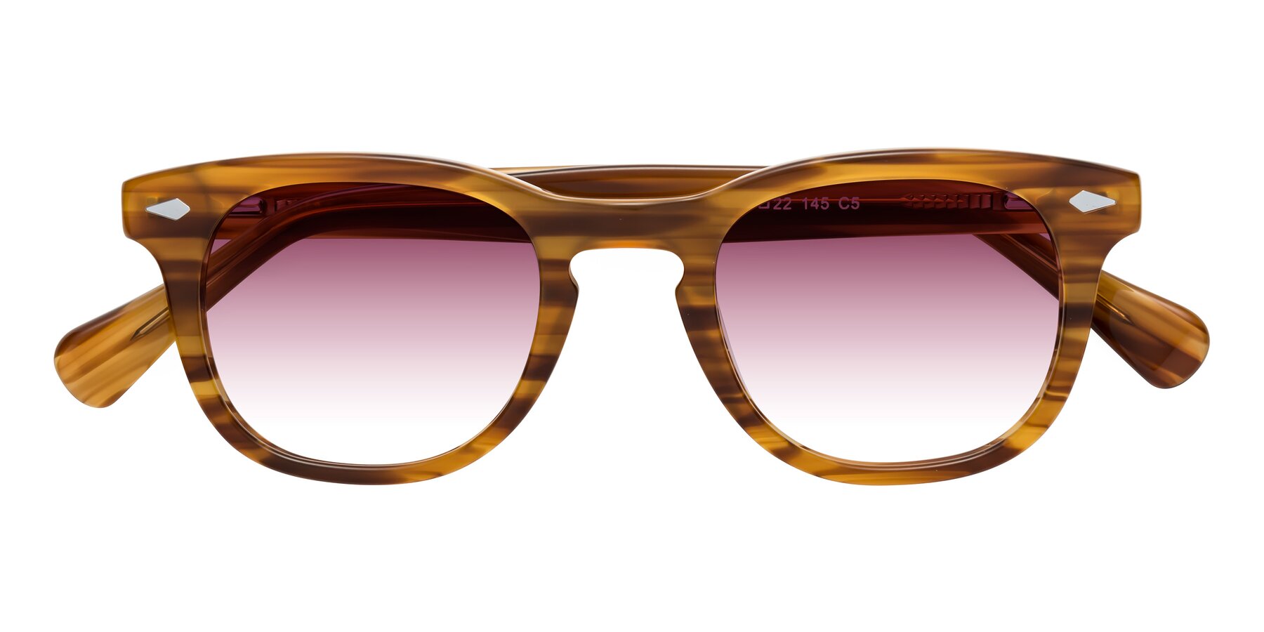 Folded Front of Tanna in Amber Striped with Wine Gradient Lenses