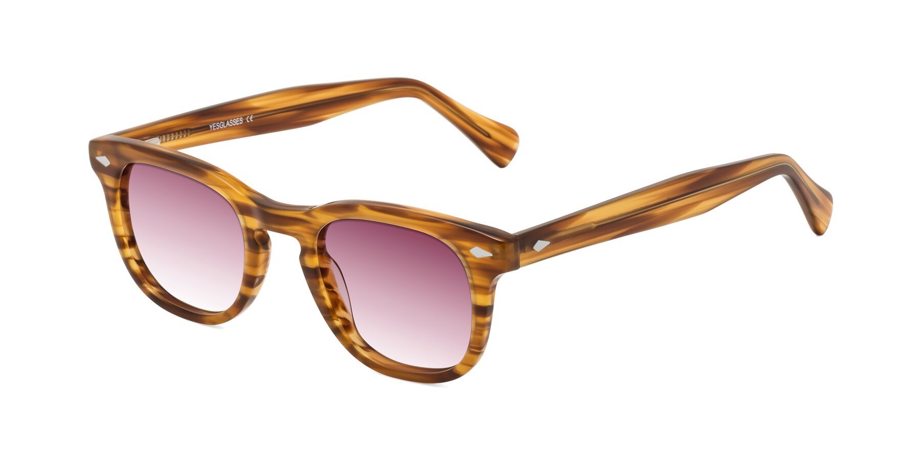 Angle of Tanna in Amber Striped with Wine Gradient Lenses