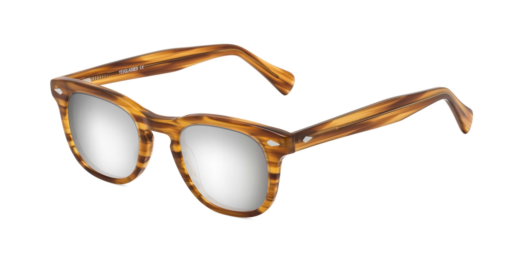 Angle of Tanna in Amber Striped with Silver Mirrored Lenses