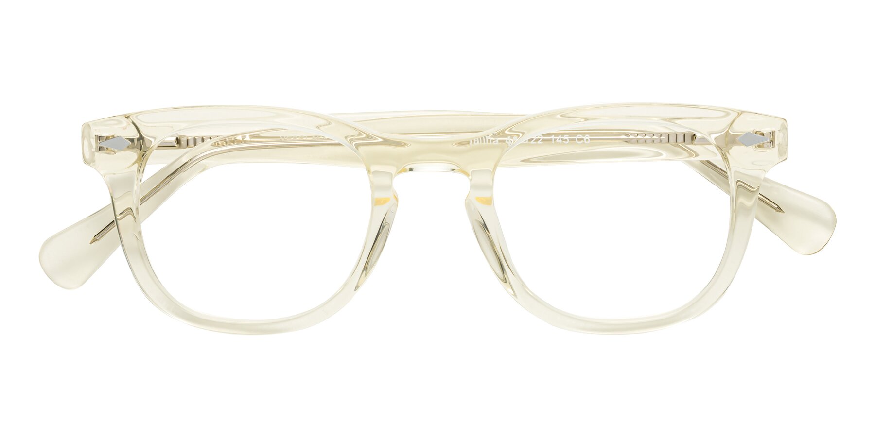 Folded Front of Tanna in Transparent Yellow with Clear Eyeglass Lenses