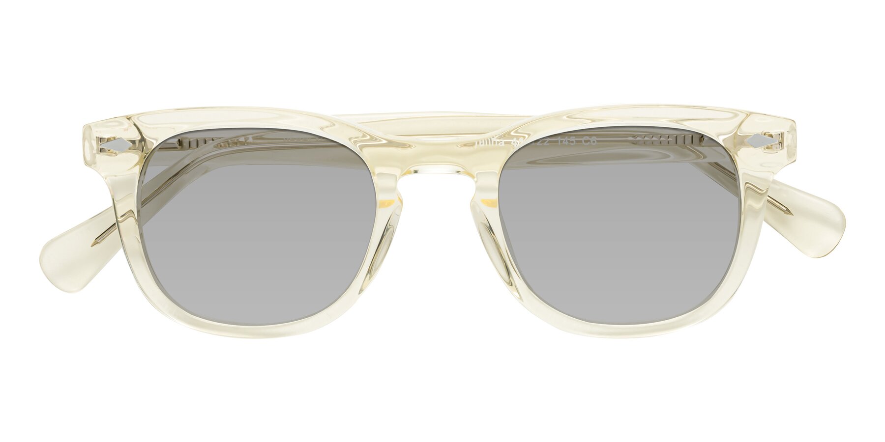 Folded Front of Tanna in Transparent Yellow with Light Gray Tinted Lenses