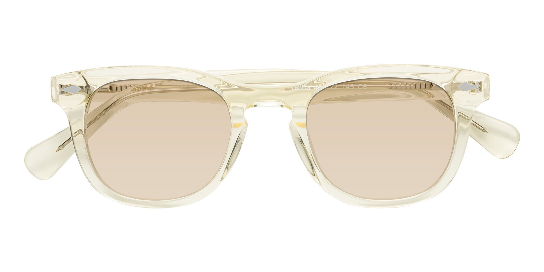 Folded Front of Tanna in Transparent Yellow with Light Brown Tinted Lenses