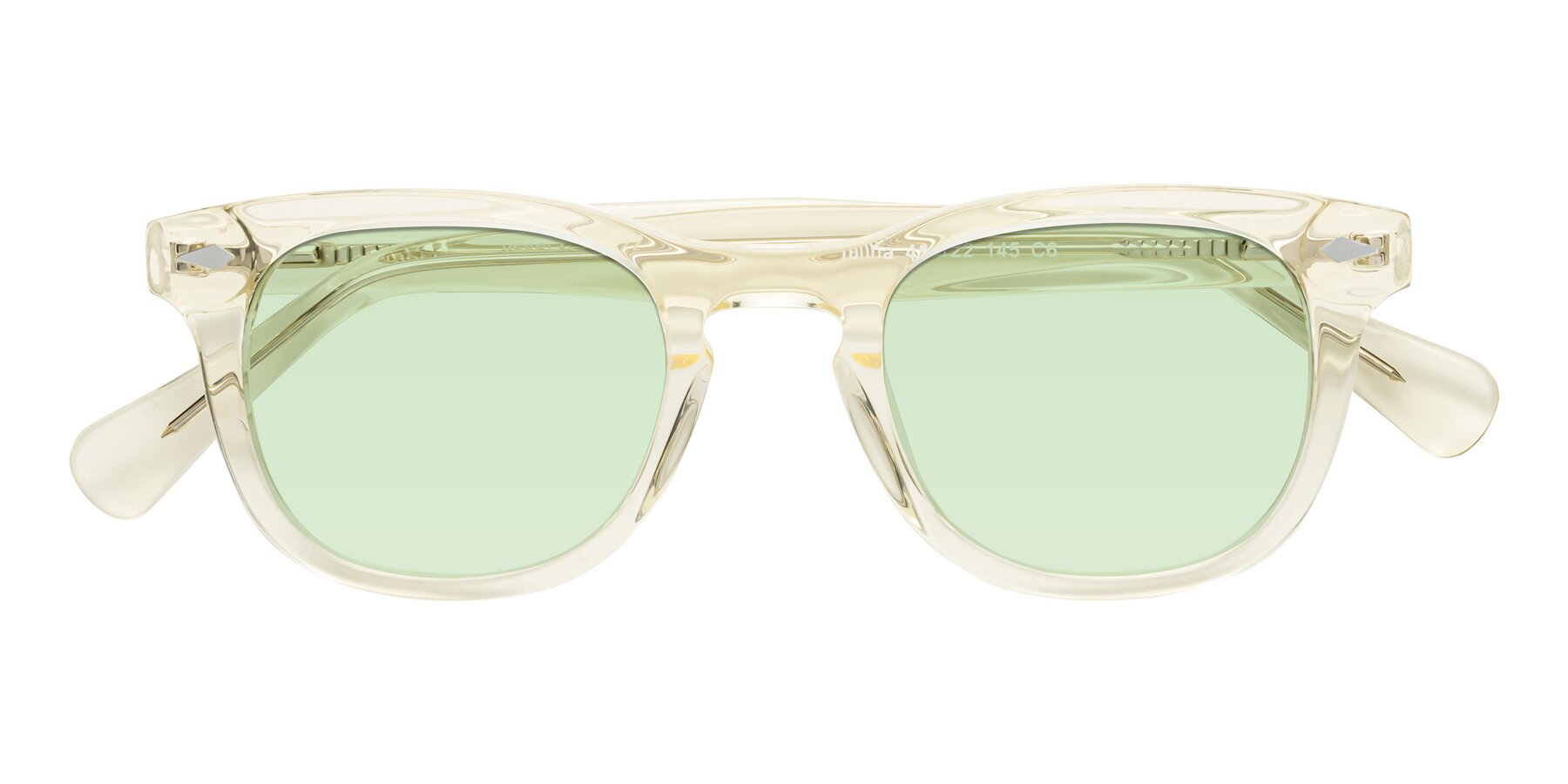 Folded Front of Tanna in Transparent Yellow with Light Green Tinted Lenses