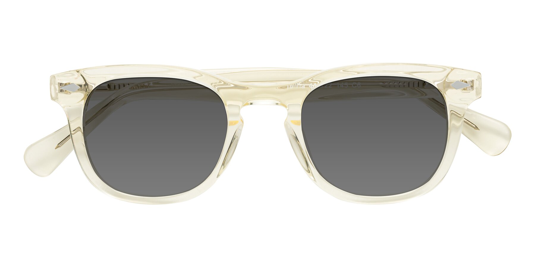 Folded Front of Tanna in Transparent Yellow with Medium Gray Tinted Lenses
