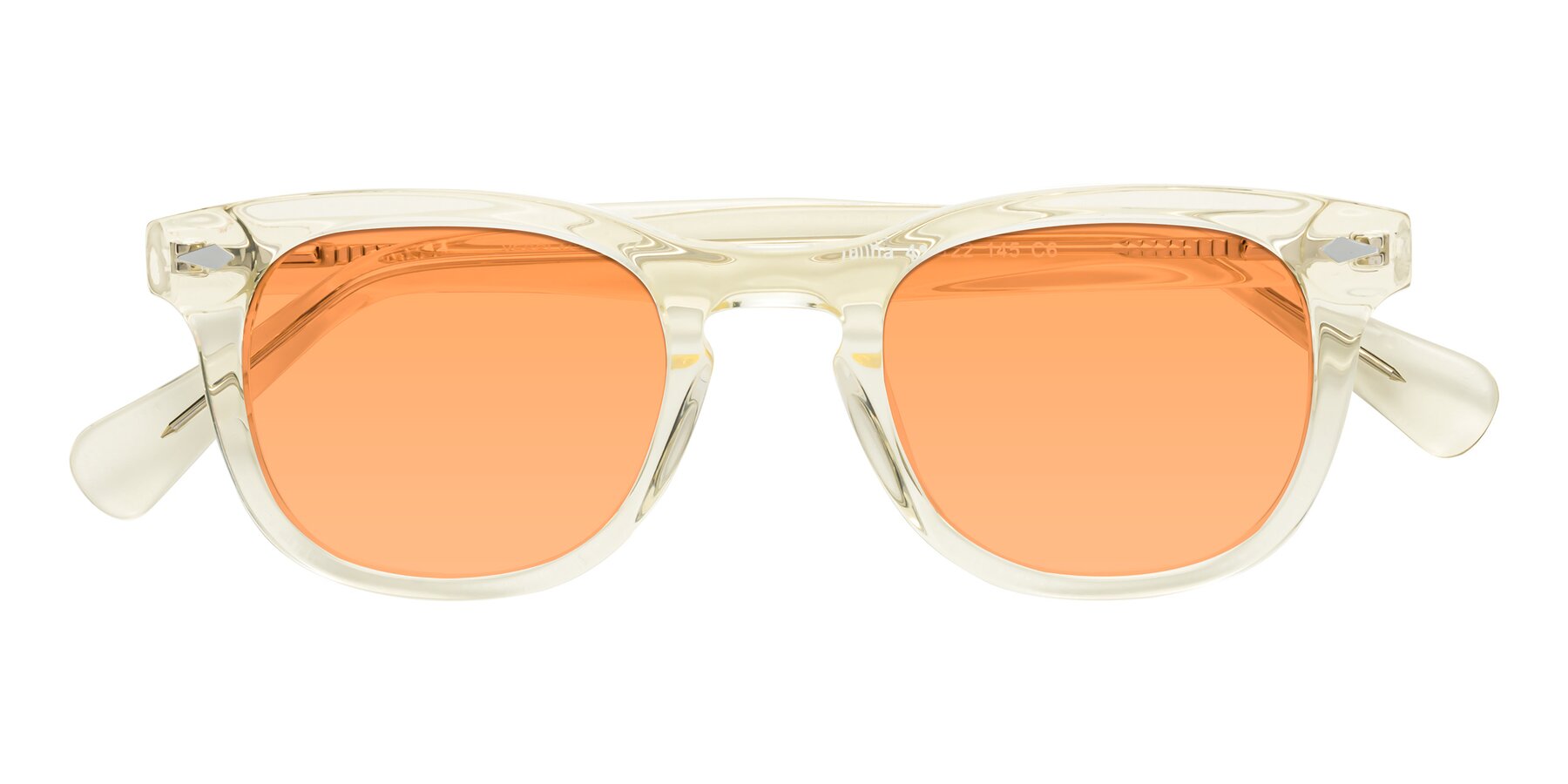 Folded Front of Tanna in Transparent Yellow with Medium Orange Tinted Lenses