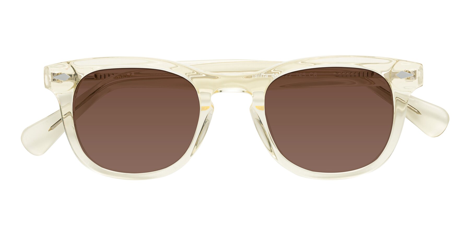 Folded Front of Tanna in Transparent Yellow with Brown Tinted Lenses