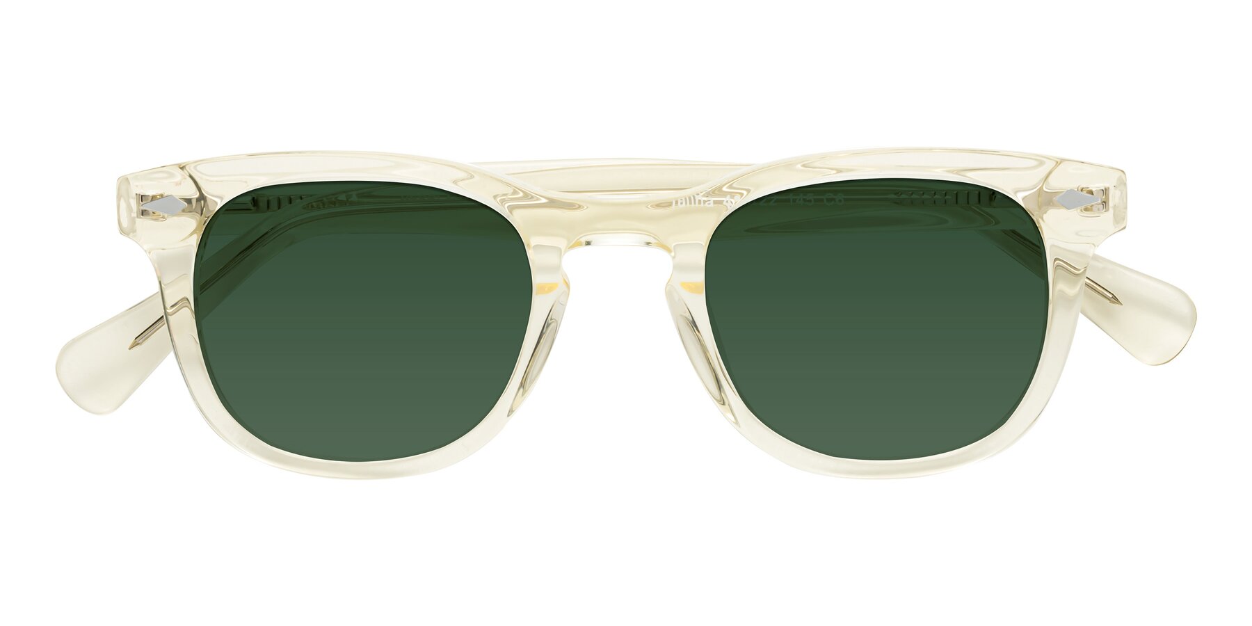 Folded Front of Tanna in Transparent Yellow with Green Tinted Lenses