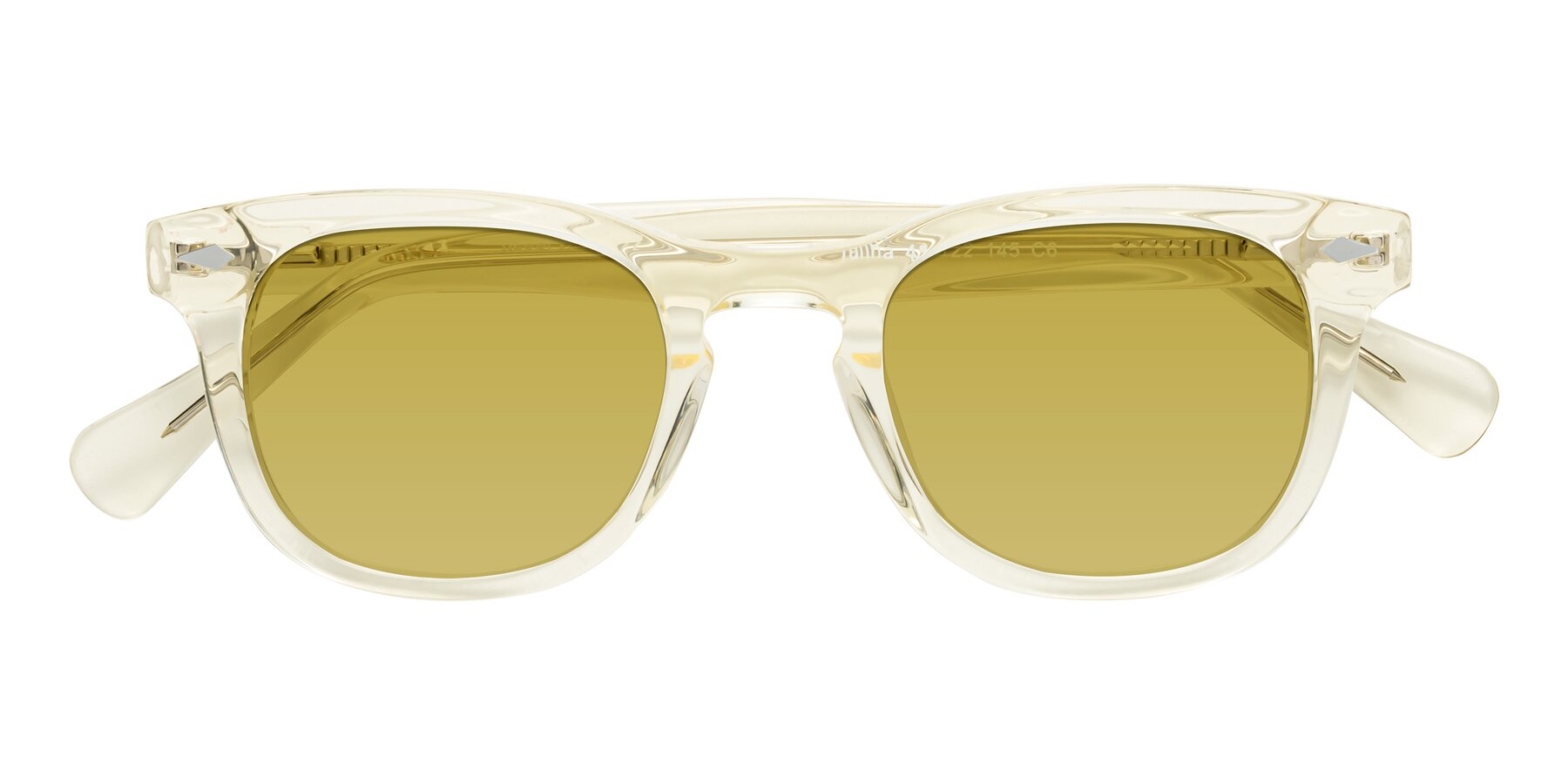 Folded Front of Tanna in Transparent Yellow with Champagne Tinted Lenses