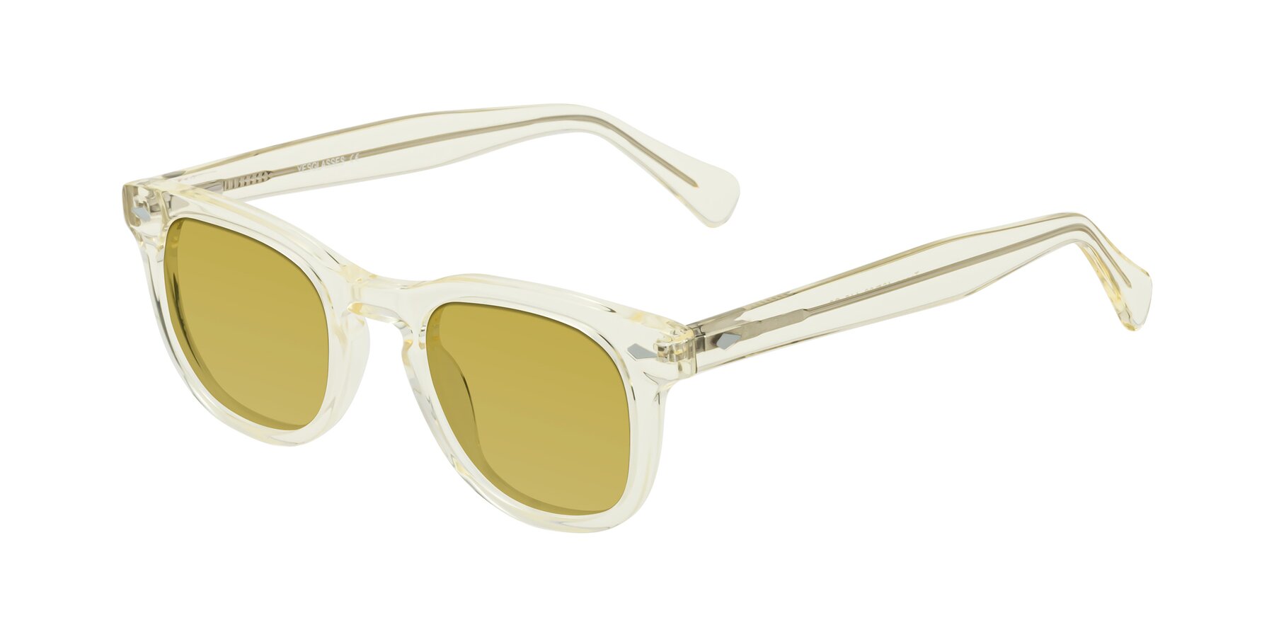Angle of Tanna in Transparent Yellow with Champagne Tinted Lenses