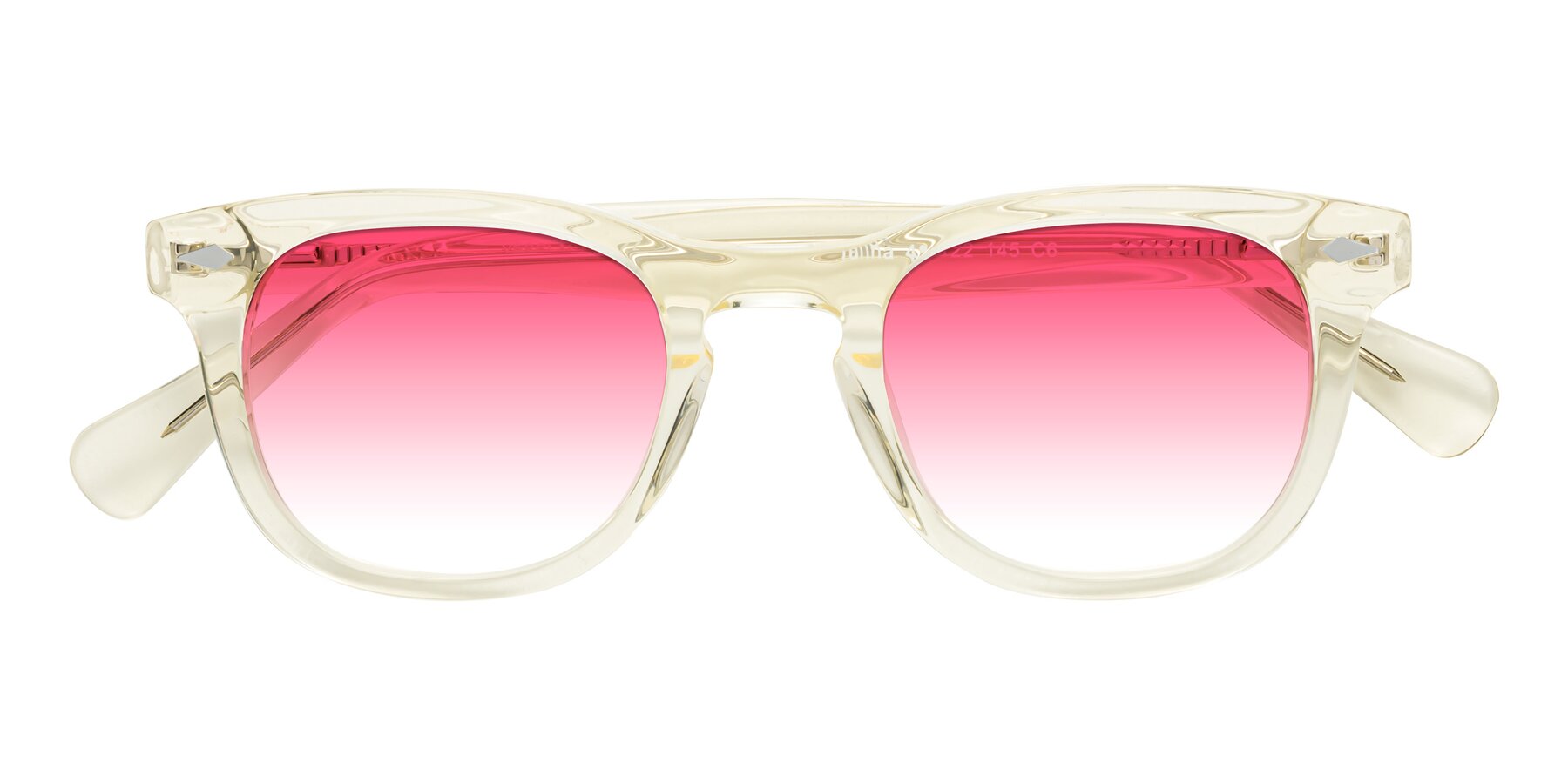 Folded Front of Tanna in Transparent Yellow with Pink Gradient Lenses
