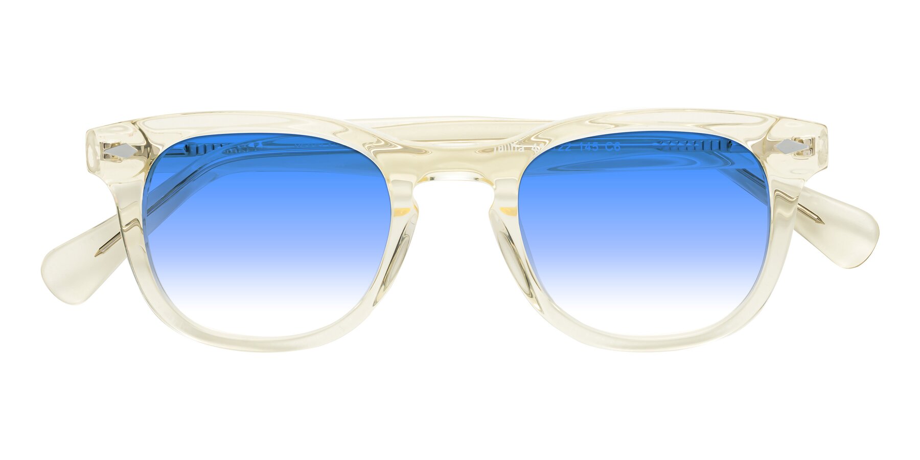 Folded Front of Tanna in Transparent Yellow with Blue Gradient Lenses