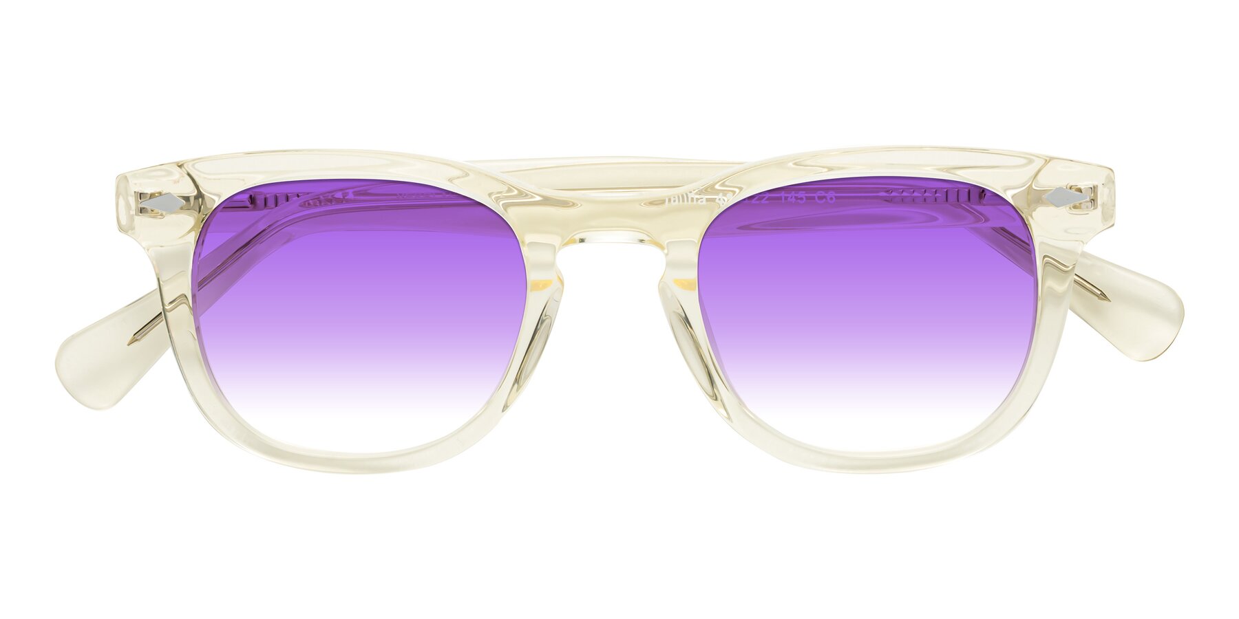 Folded Front of Tanna in Transparent Yellow with Purple Gradient Lenses