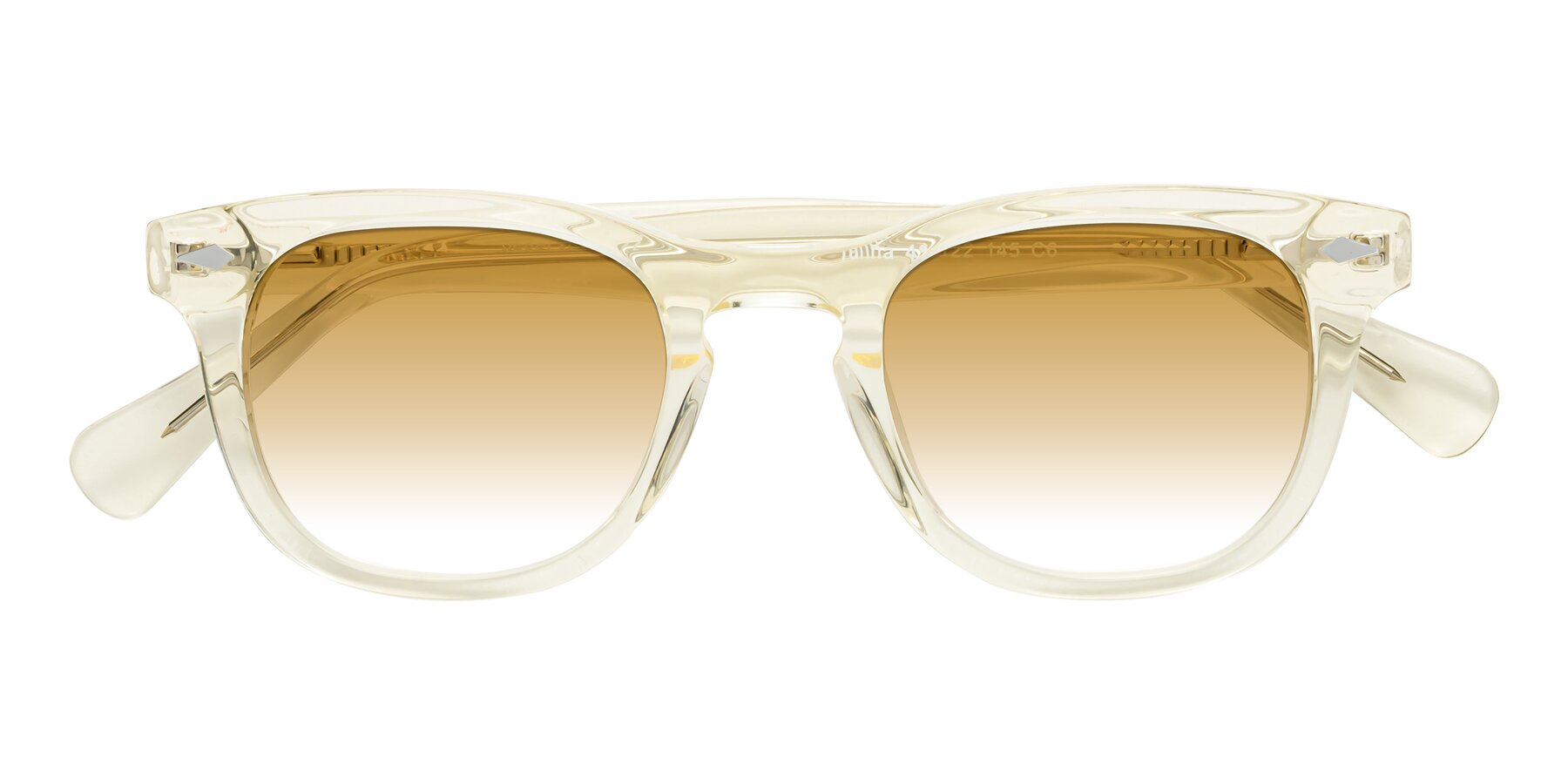 Folded Front of Tanna in Transparent Yellow with Champagne Gradient Lenses