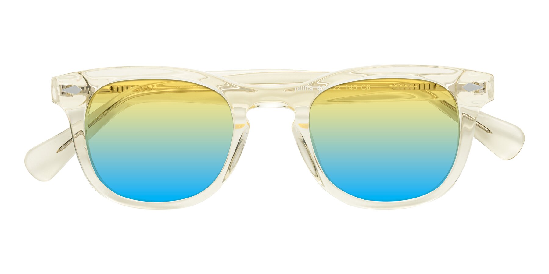 Folded Front of Tanna in Transparent Yellow with Yellow / Blue Gradient Lenses