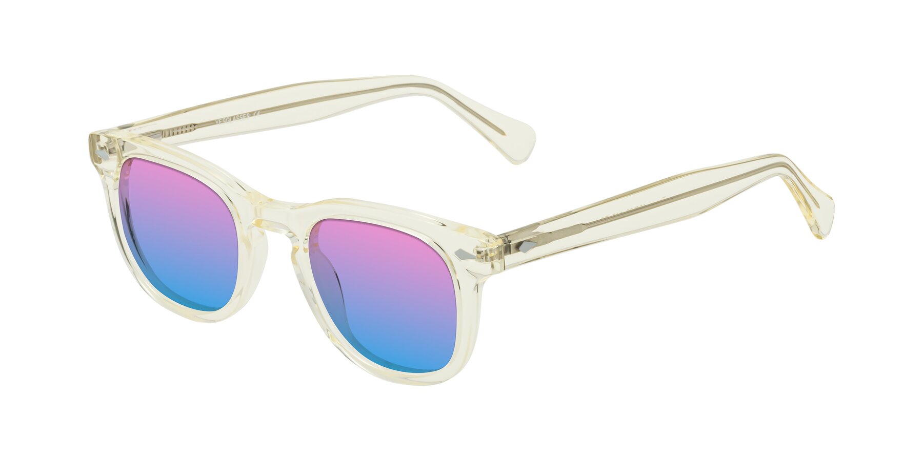 Angle of Tanna in Transparent Yellow with Pink / Blue Gradient Lenses