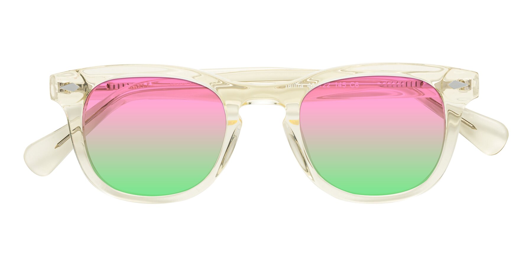 Folded Front of Tanna in Transparent Yellow with Pink / Green Gradient Lenses