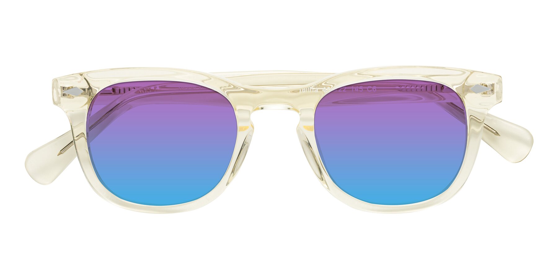Folded Front of Tanna in Transparent Yellow with Purple / Blue Gradient Lenses