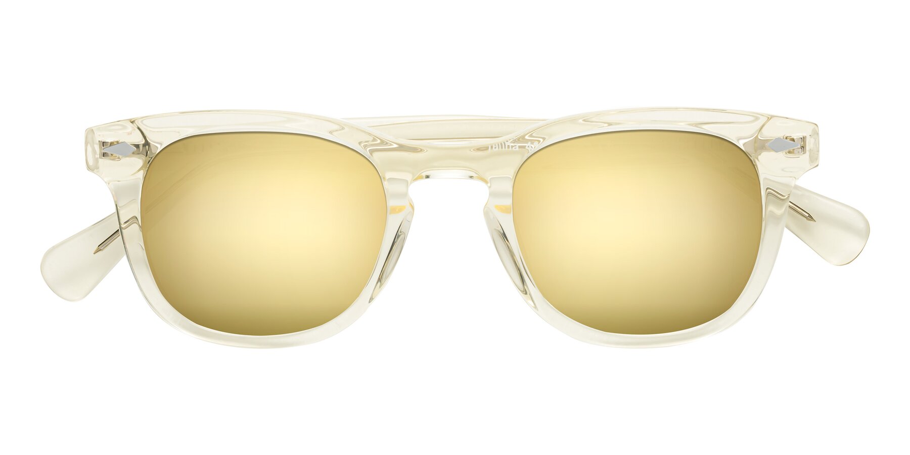 Folded Front of Tanna in Transparent Yellow with Gold Mirrored Lenses