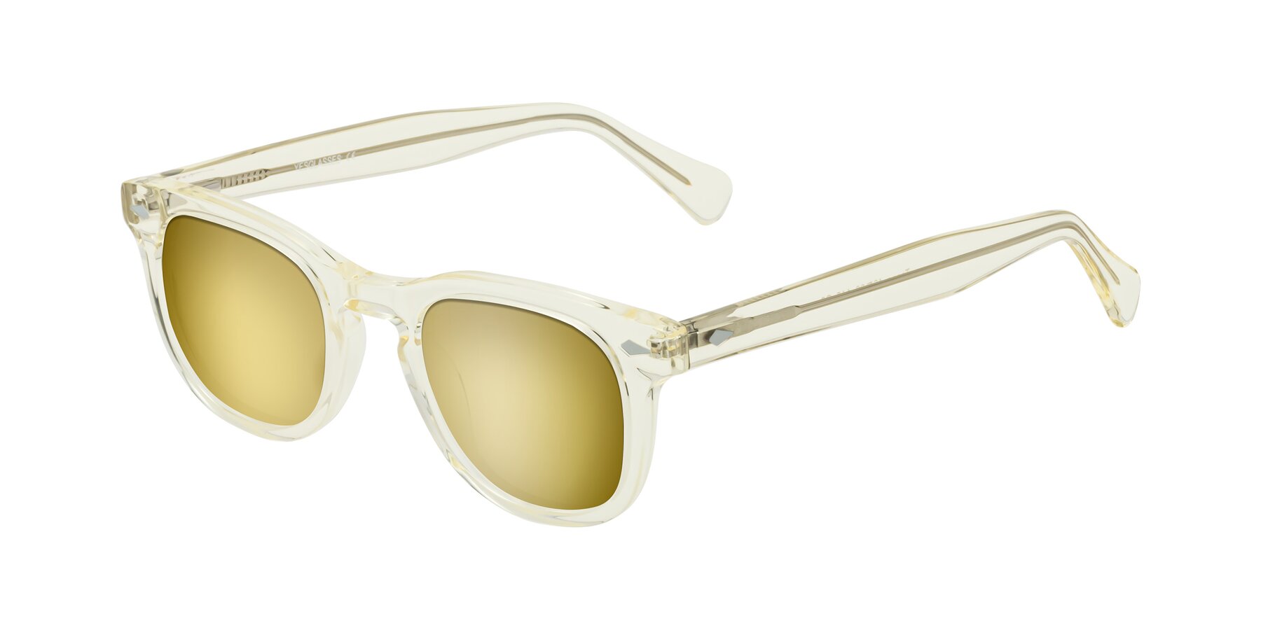Angle of Tanna in Transparent Yellow with Gold Mirrored Lenses
