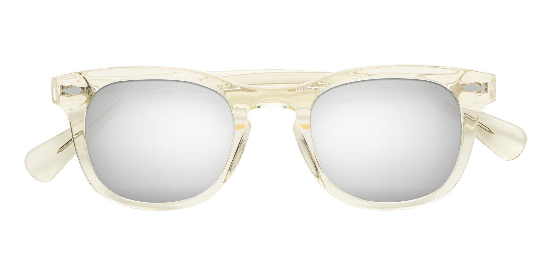 Folded Front of Tanna in Transparent Yellow with Silver Mirrored Lenses