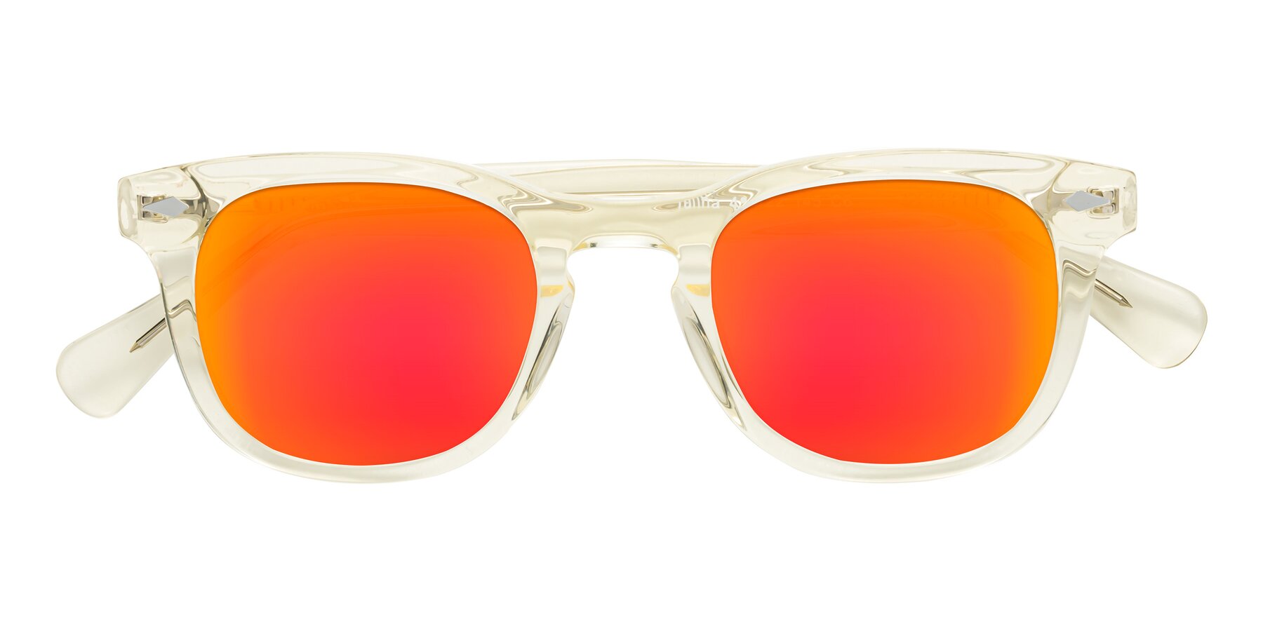 Folded Front of Tanna in Transparent Yellow with Red Gold Mirrored Lenses