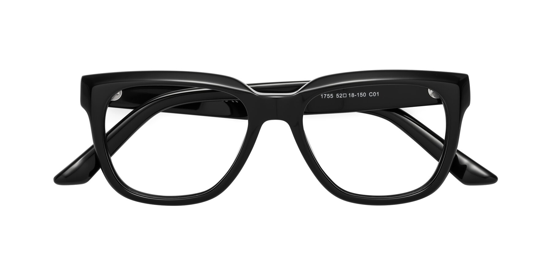 Folded Front of Cade in Black with Clear Blue Light Blocking Lenses