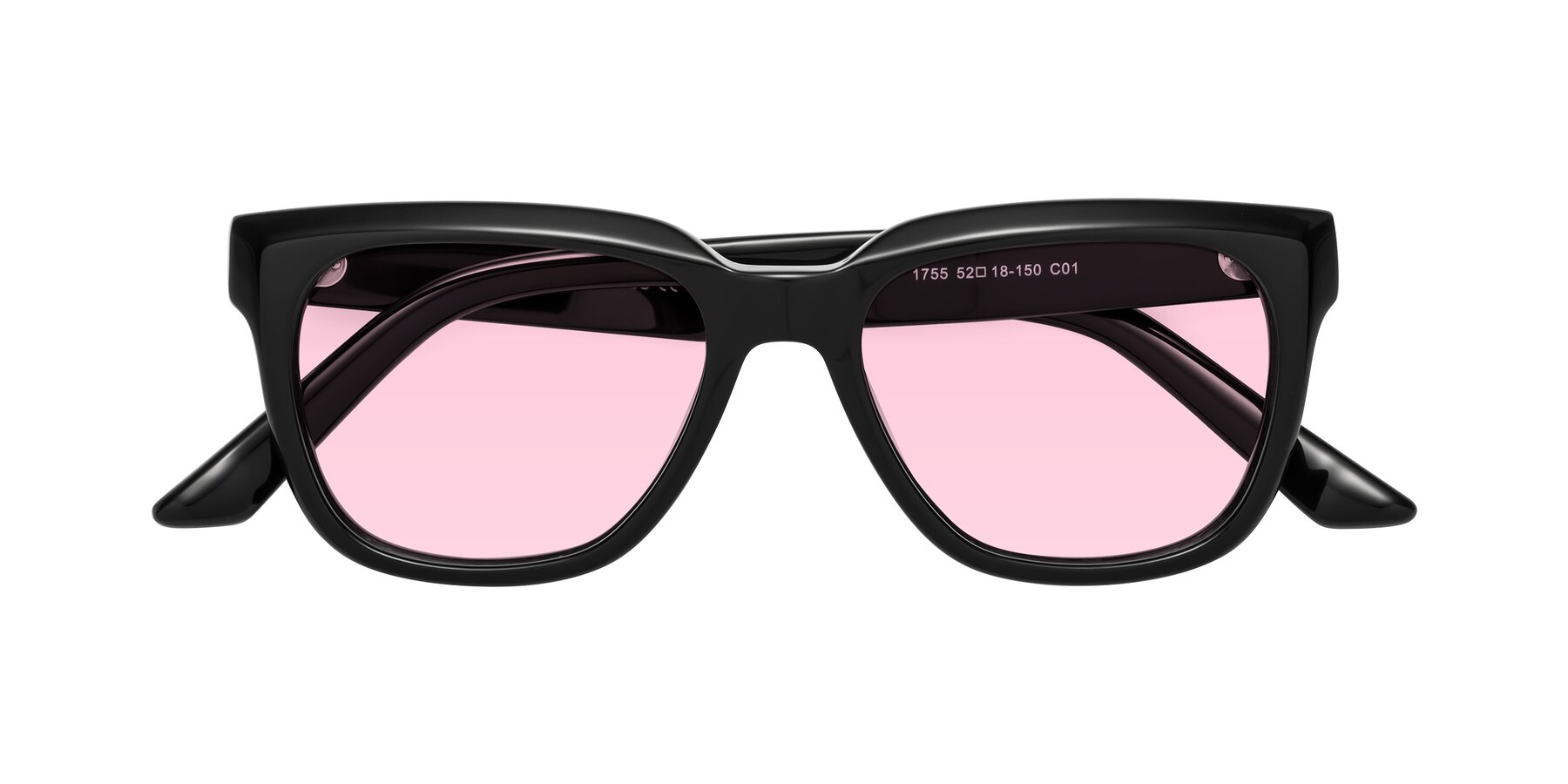 Folded Front of Cade in Black with Light Pink Tinted Lenses