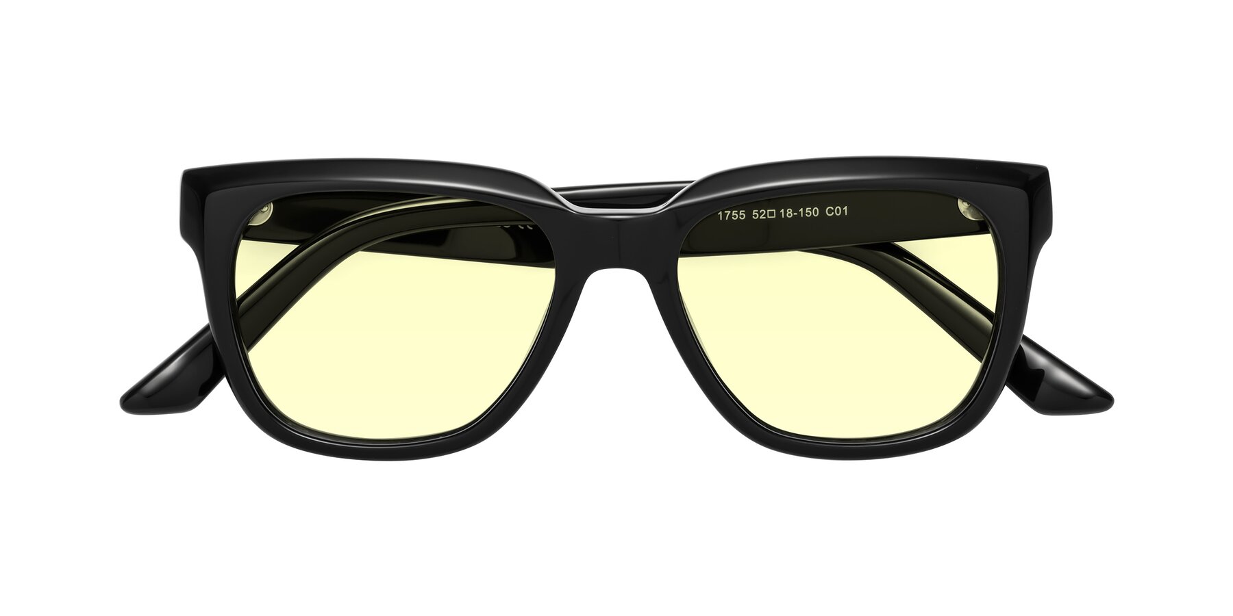 Folded Front of Cade in Black with Light Yellow Tinted Lenses