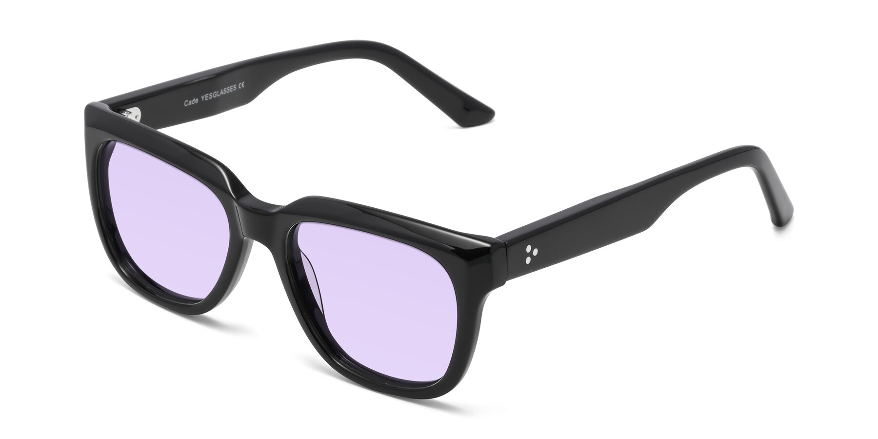 Angle of Cade in Black with Light Purple Tinted Lenses