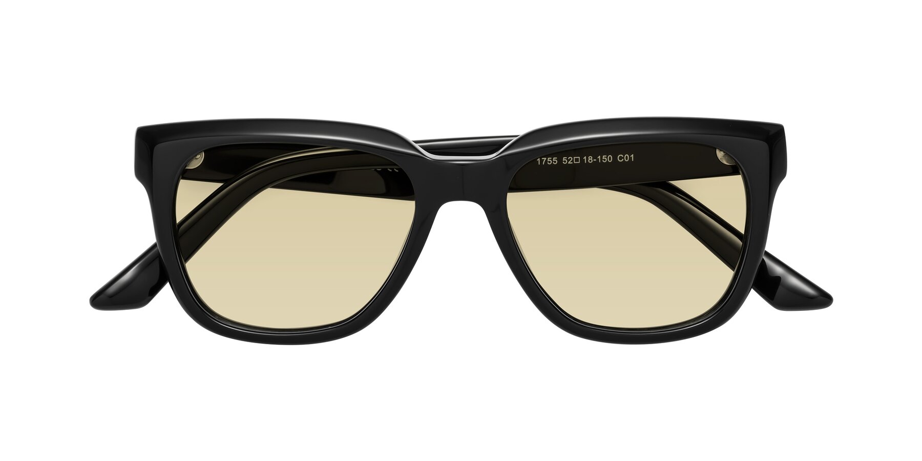 Folded Front of Cade in Black with Light Champagne Tinted Lenses