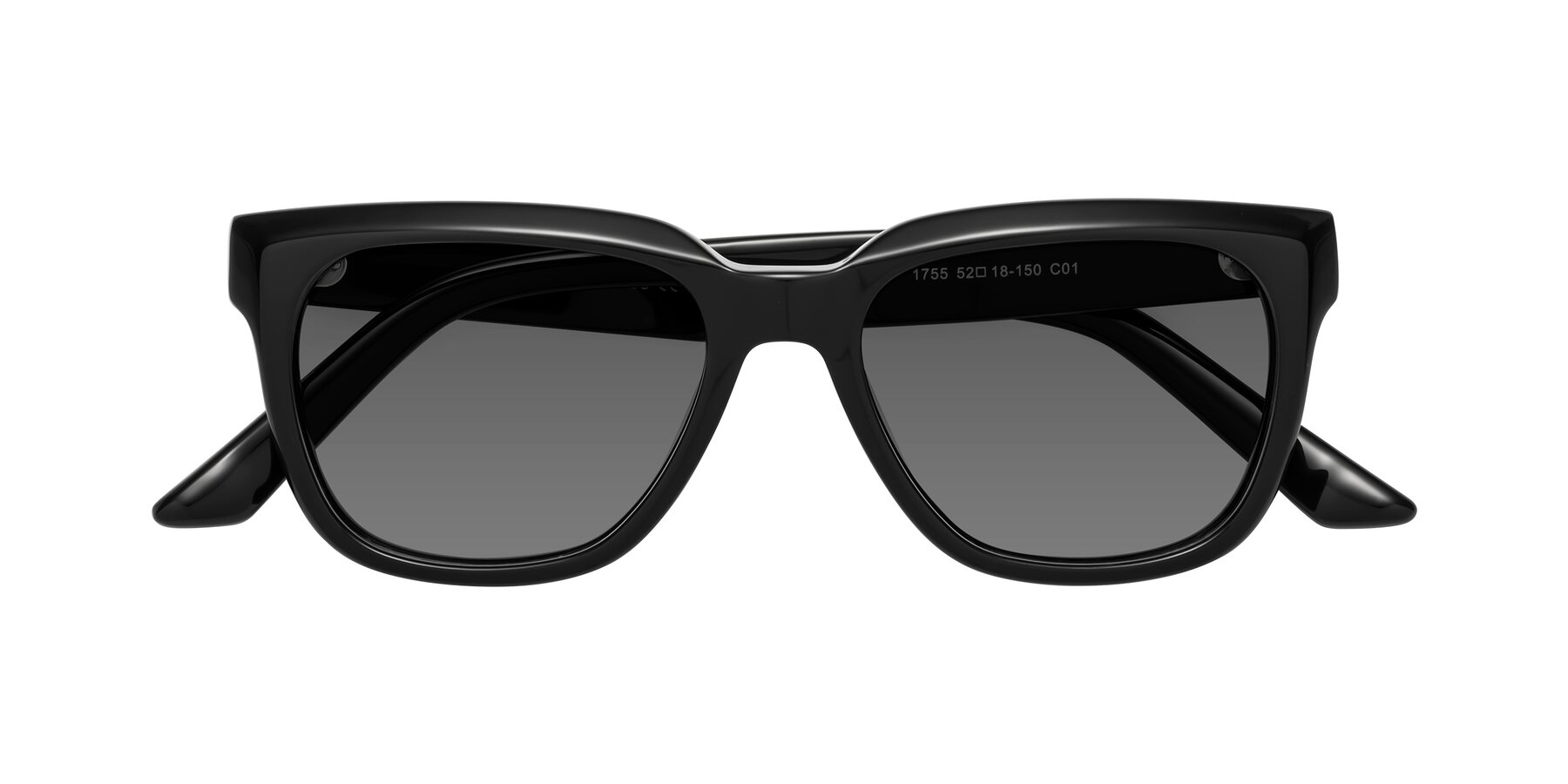 Folded Front of Cade in Black with Medium Gray Tinted Lenses