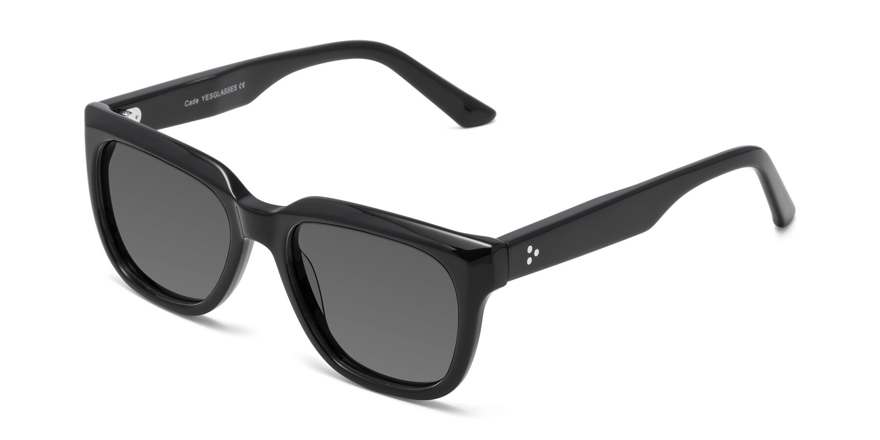 Angle of Cade in Black with Medium Gray Tinted Lenses