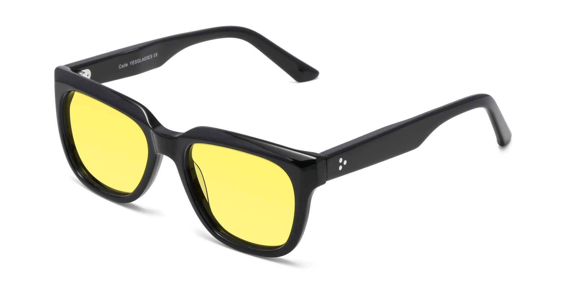 Angle of Cade in Black with Medium Yellow Tinted Lenses