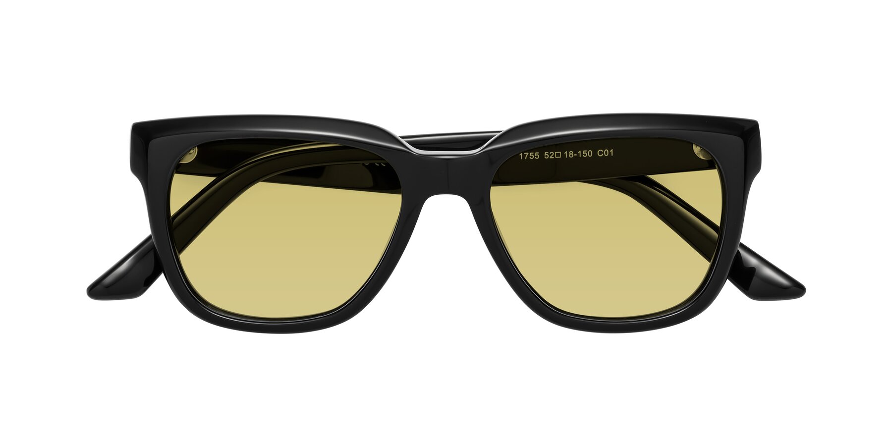 Folded Front of Cade in Black with Medium Champagne Tinted Lenses