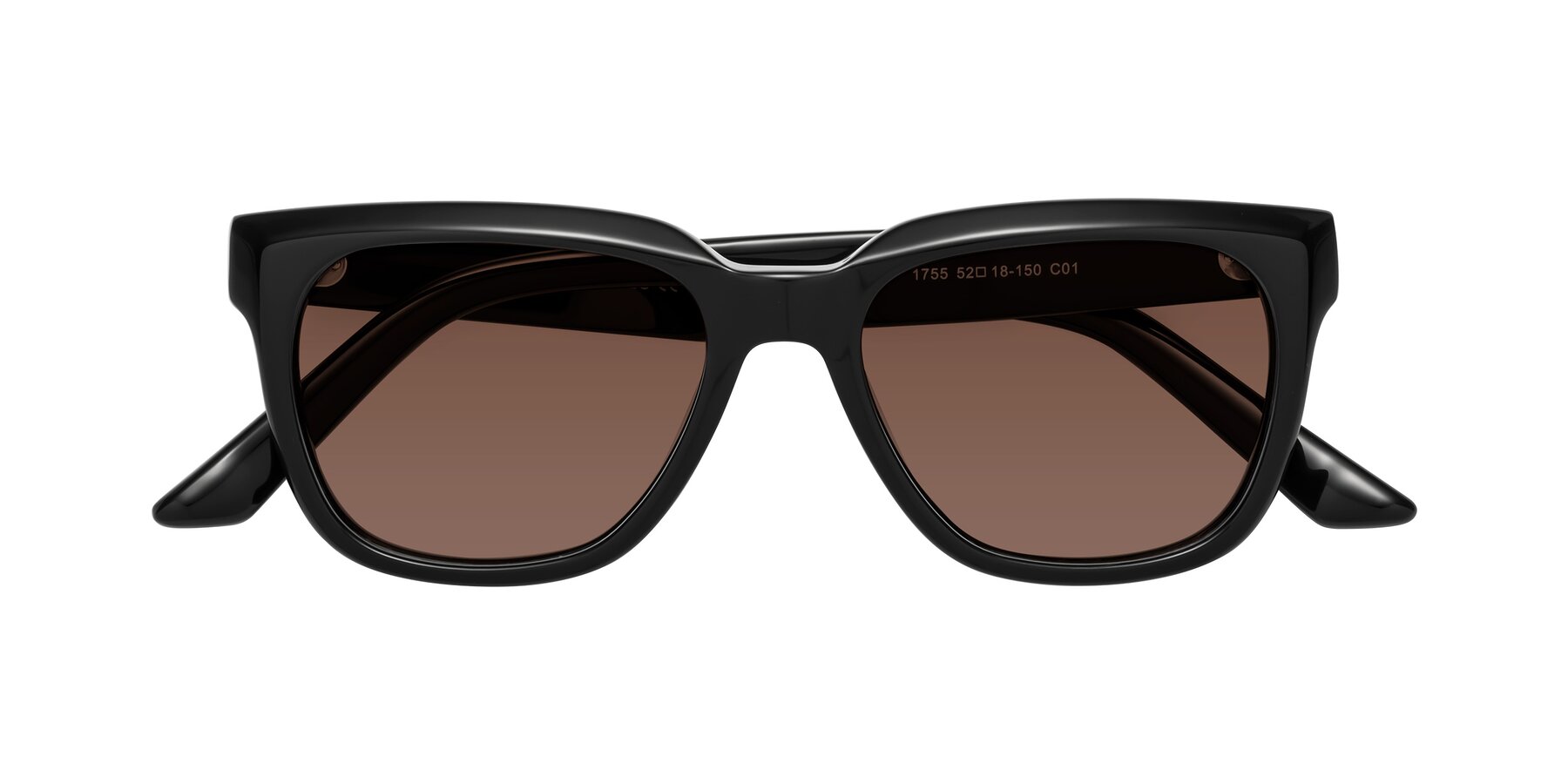 Folded Front of Cade in Black with Brown Tinted Lenses