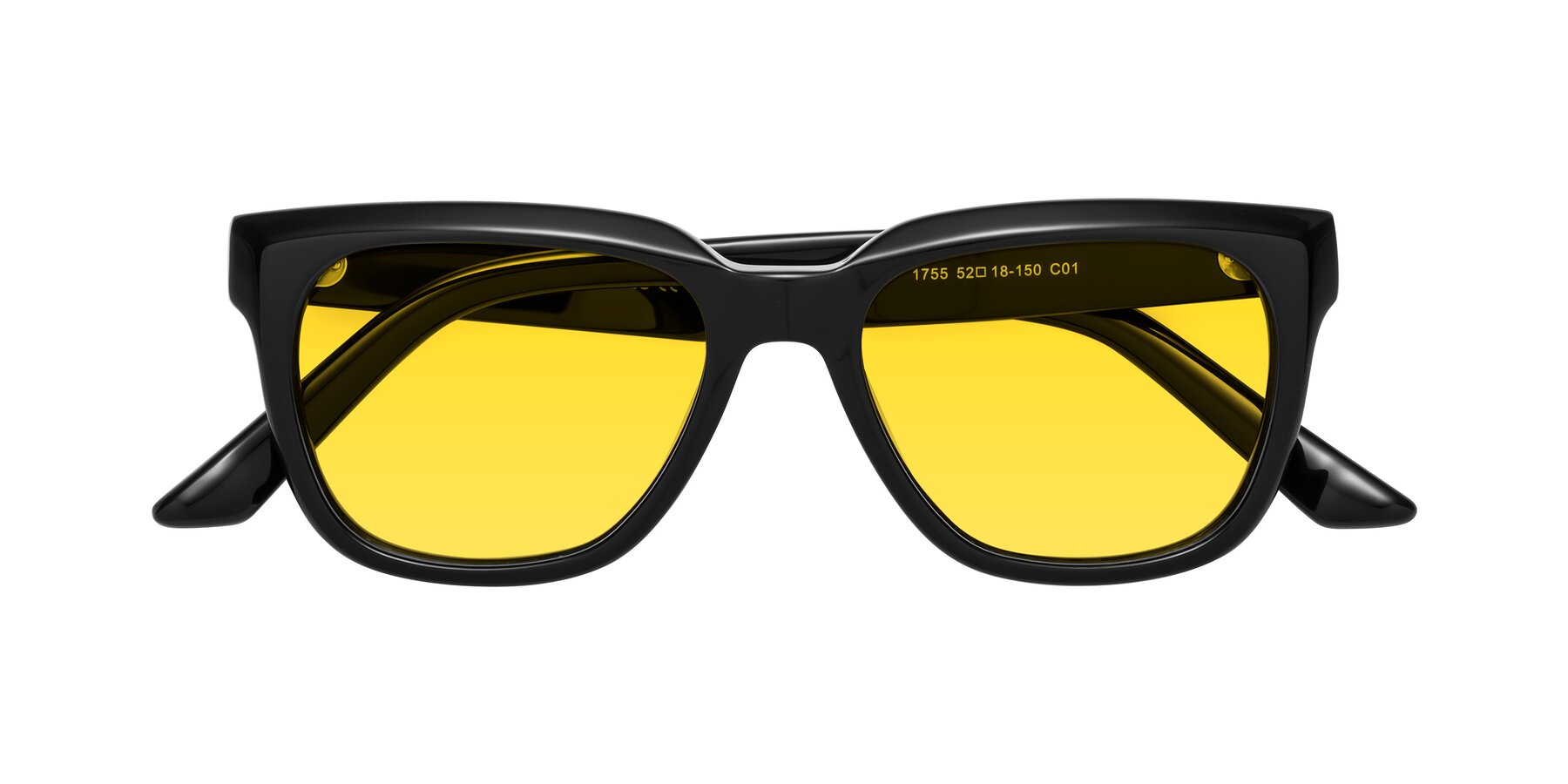 Folded Front of Cade in Black with Yellow Tinted Lenses