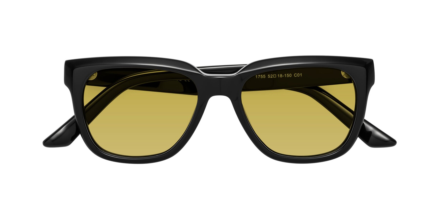 Folded Front of Cade in Black with Champagne Tinted Lenses