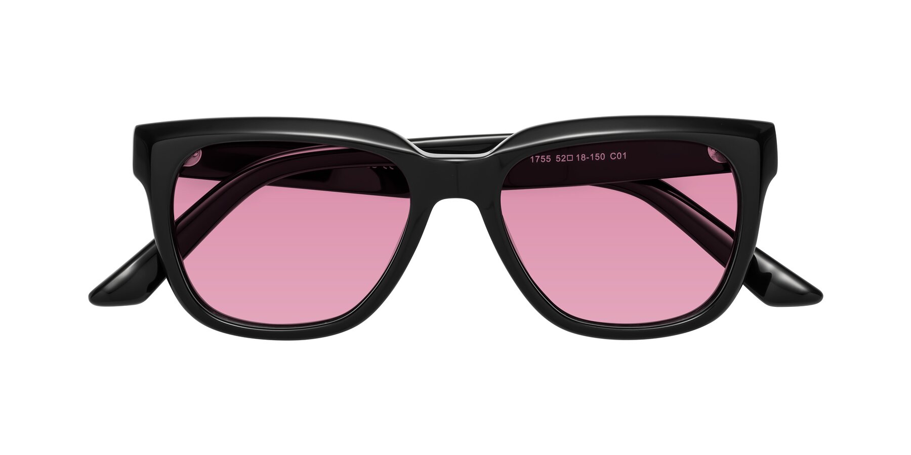 Folded Front of Cade in Black with Medium Wine Tinted Lenses