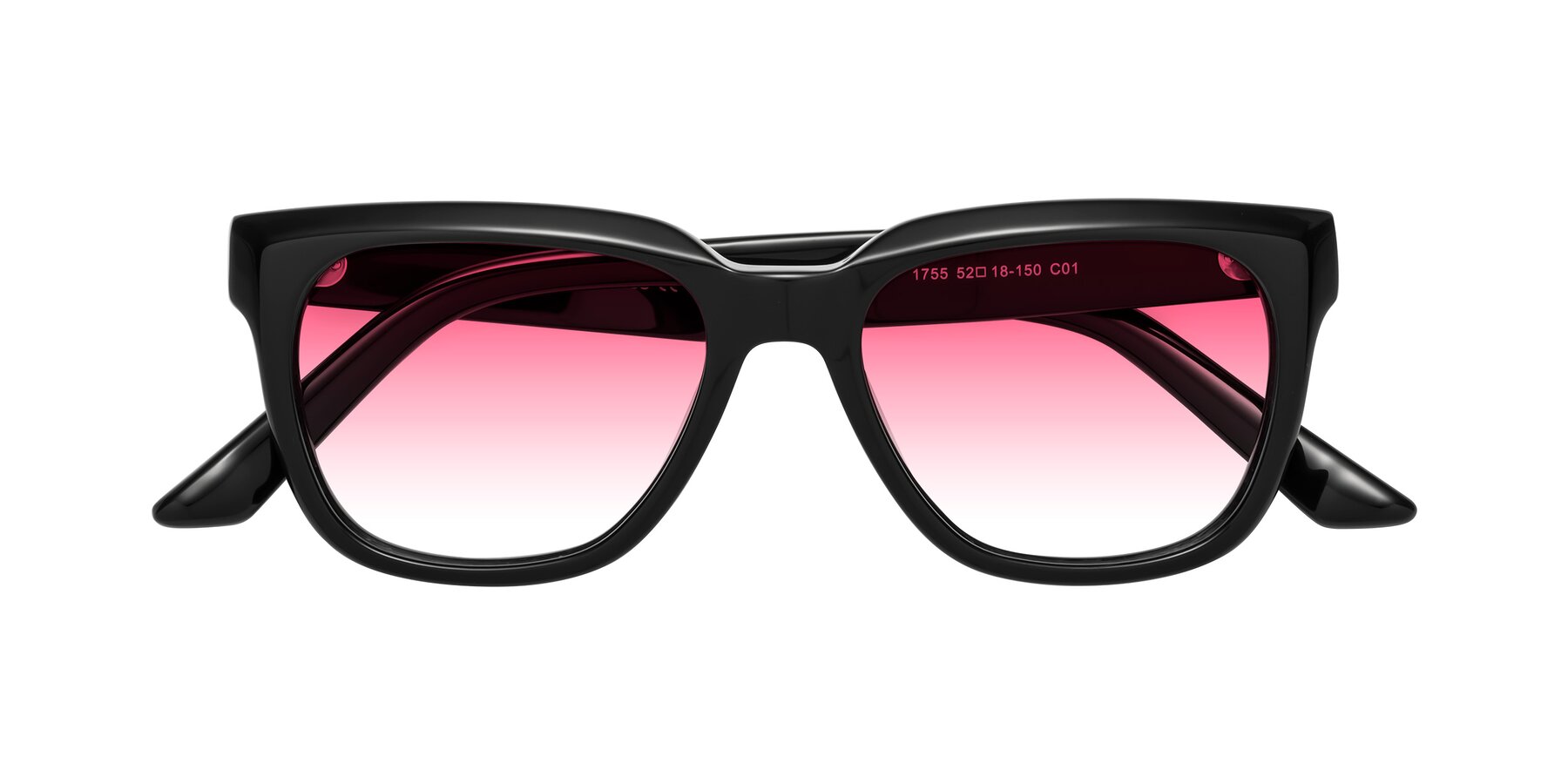 Folded Front of Cade in Black with Pink Gradient Lenses