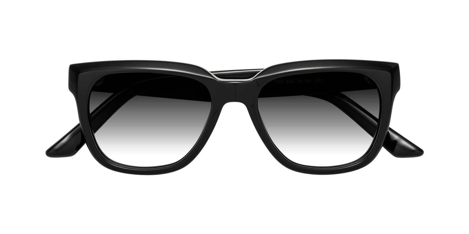Folded Front of Cade in Black with Gray Gradient Lenses