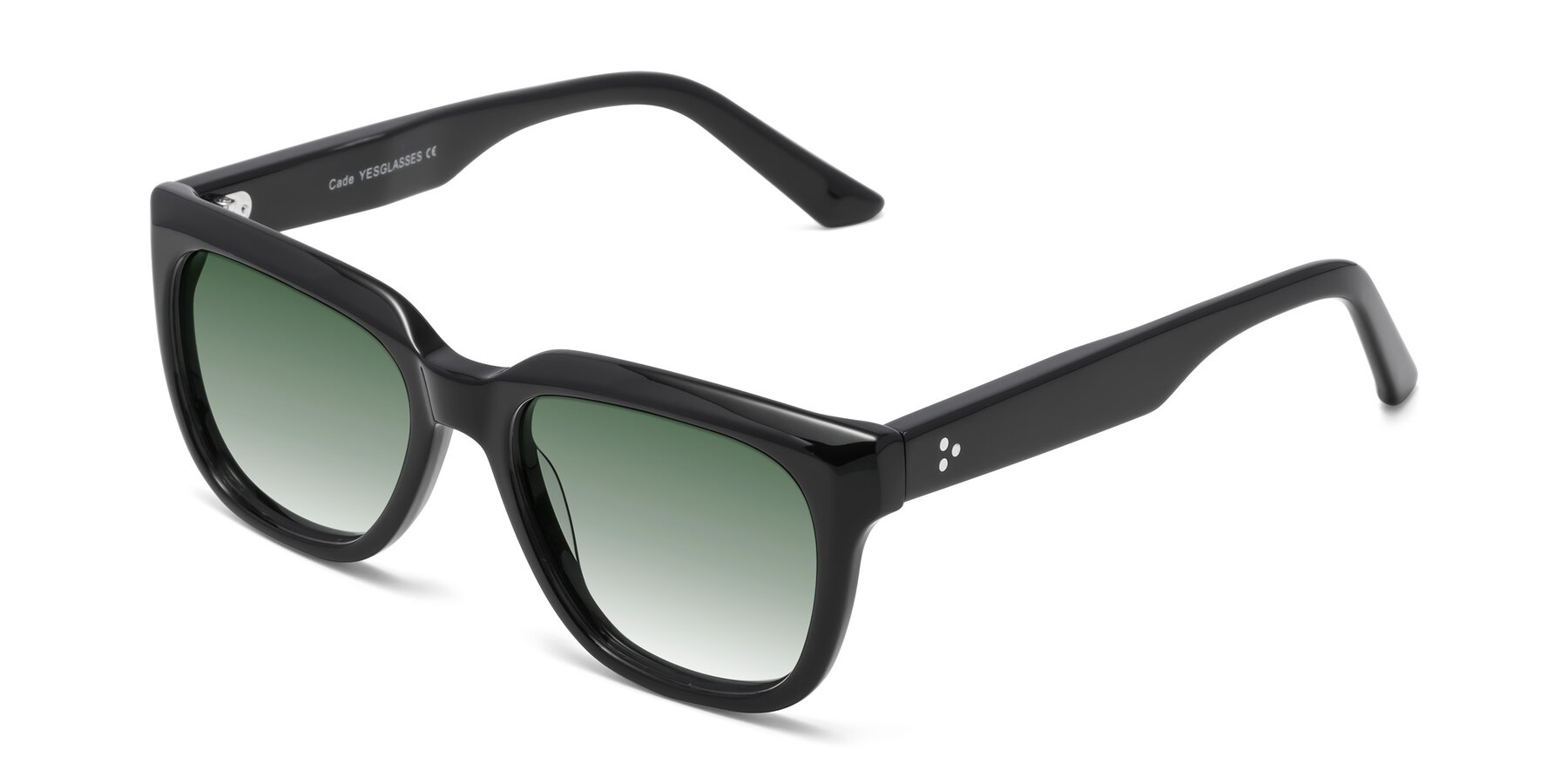 Angle of Cade in Black with Green Gradient Lenses