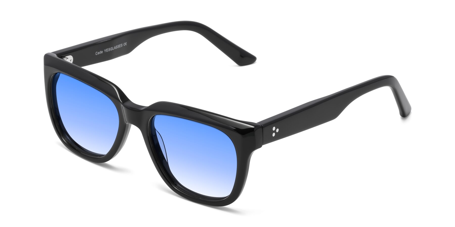 Angle of Cade in Black with Blue Gradient Lenses