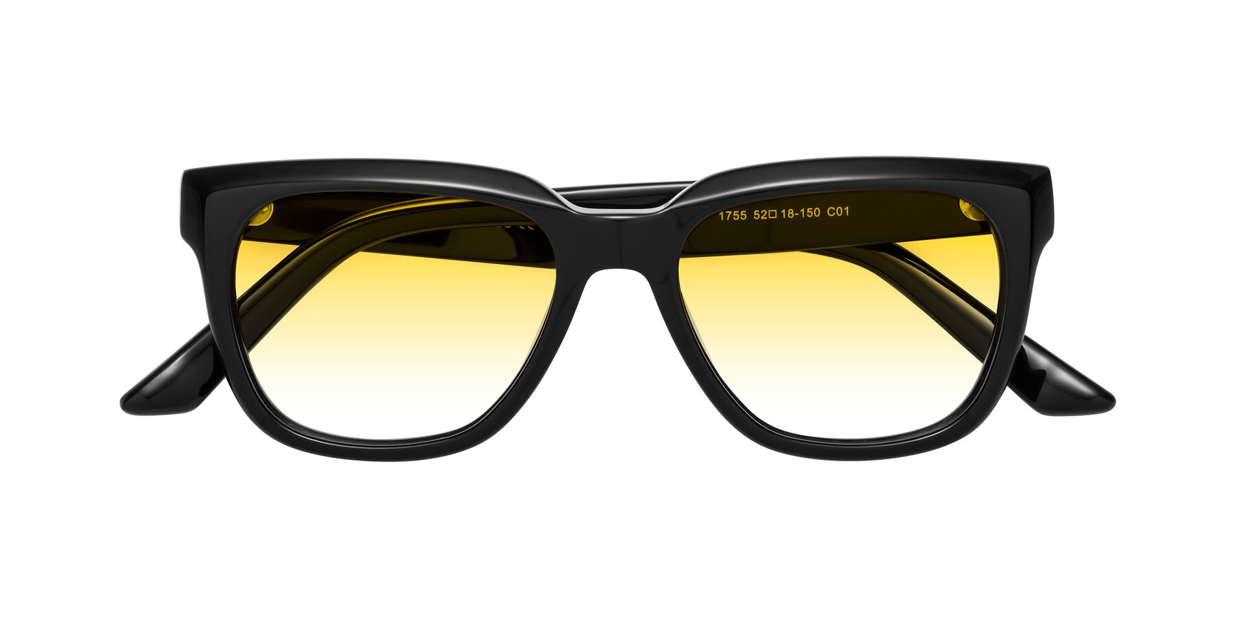 Folded Front of Cade in Black with Yellow Gradient Lenses