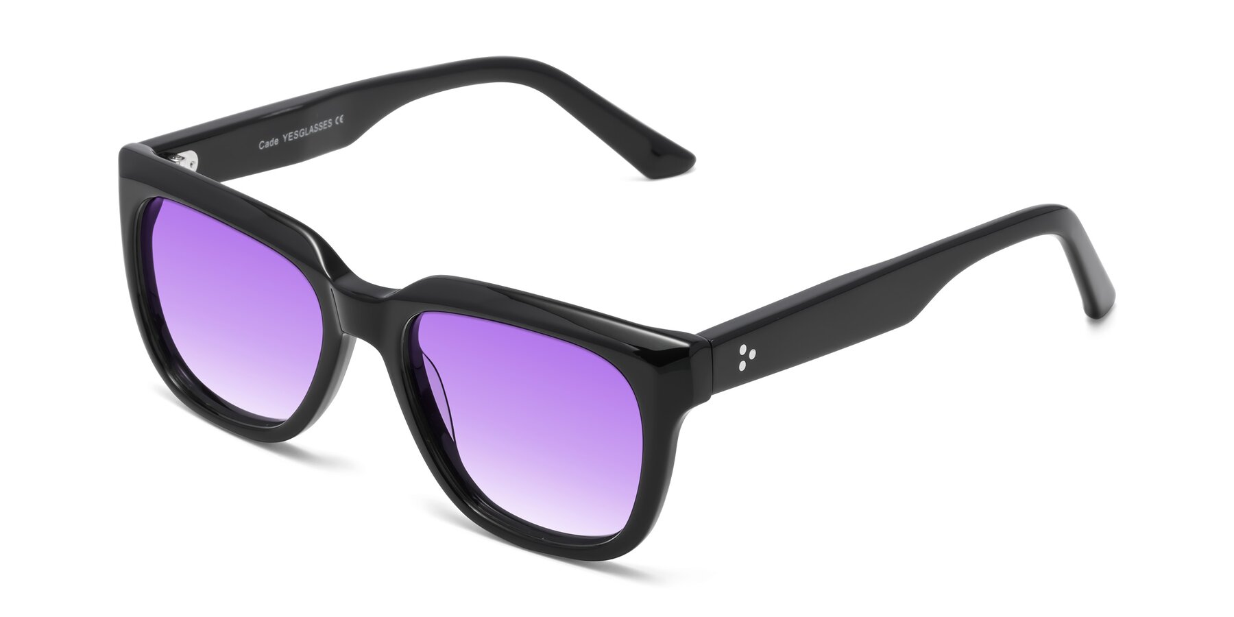 Angle of Cade in Black with Purple Gradient Lenses