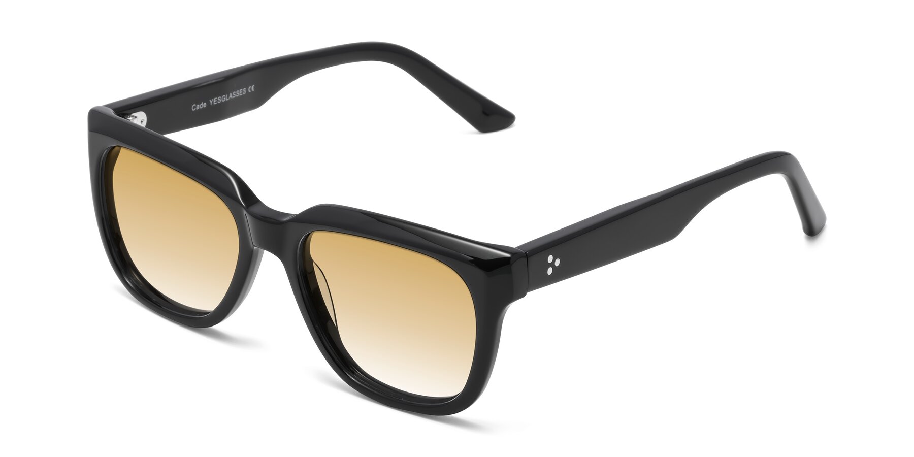 Angle of Cade in Black with Champagne Gradient Lenses