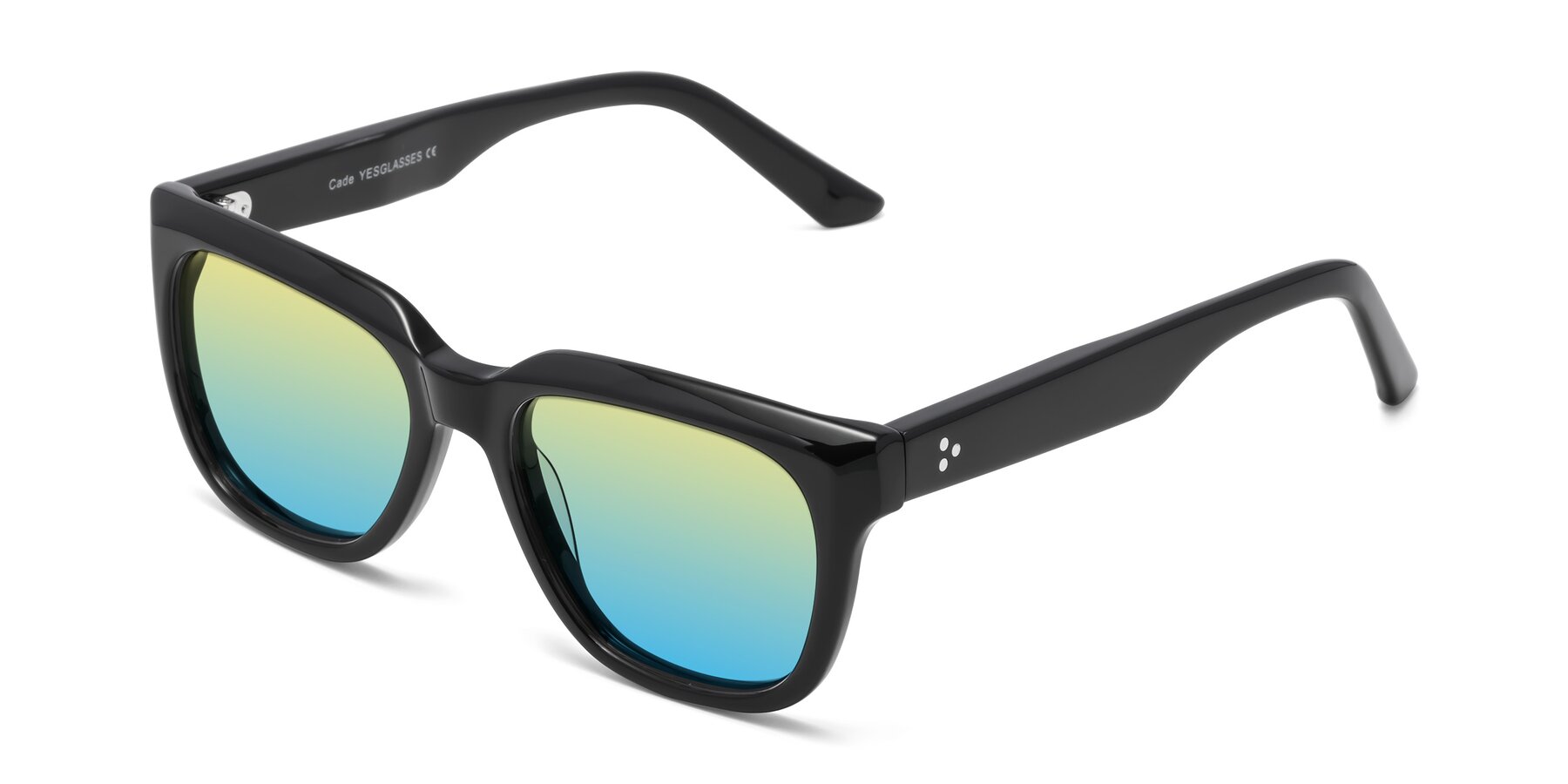 Angle of Cade in Black with Yellow / Blue Gradient Lenses