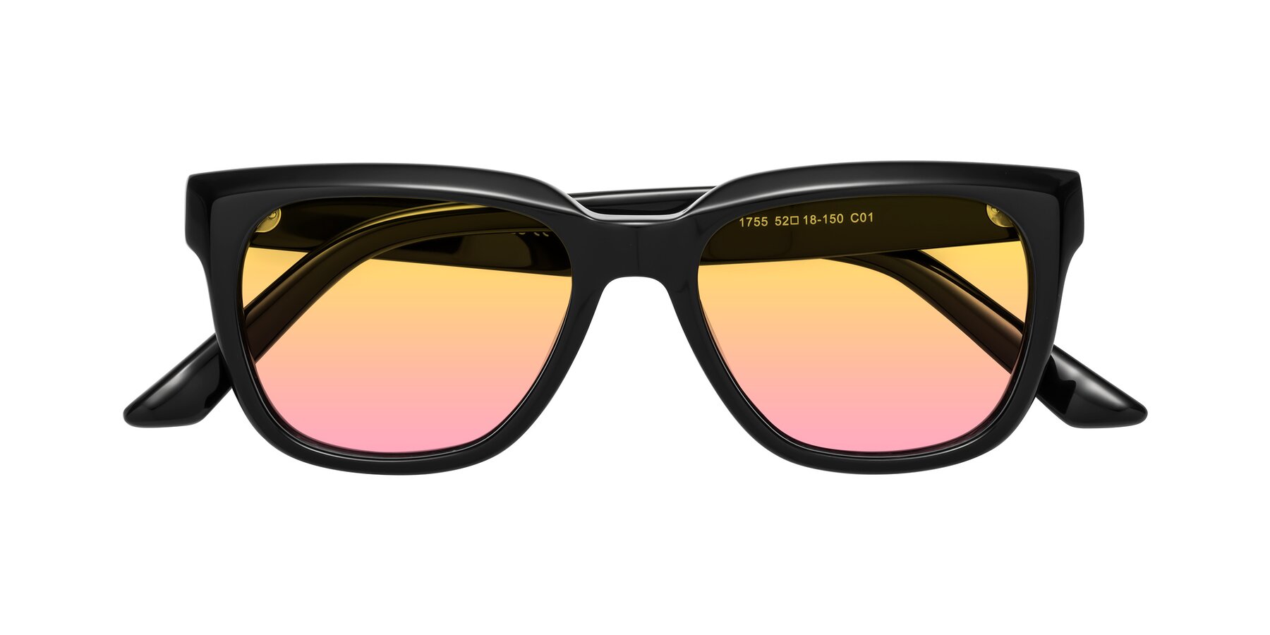 Folded Front of Cade in Black with Yellow / Pink Gradient Lenses