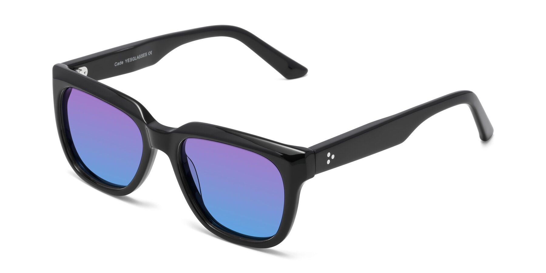 Angle of Cade in Black with Purple / Blue Gradient Lenses